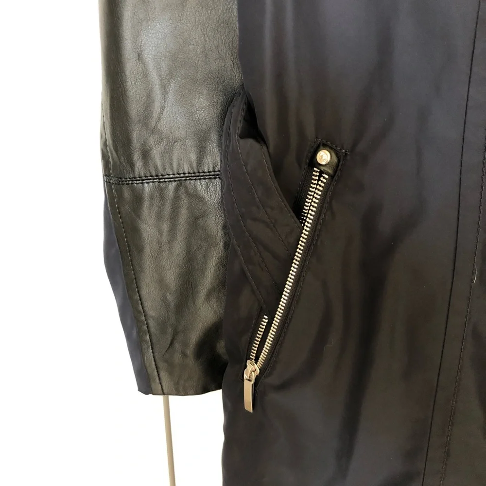 Laundry by Shelli Segal Women’s coat Black size Med faux Leather sleeves, NWOT - Picture 3 of 12